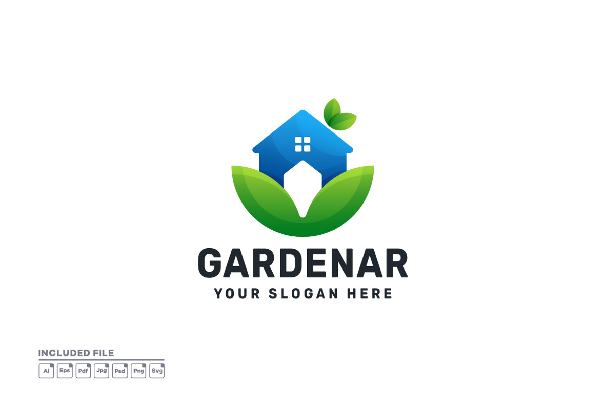 House and Leaves Gradient Logo, a Branding & Logo Template by yuanesei