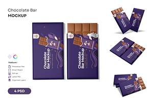 Chocolate Bar Packaging Mockup Set