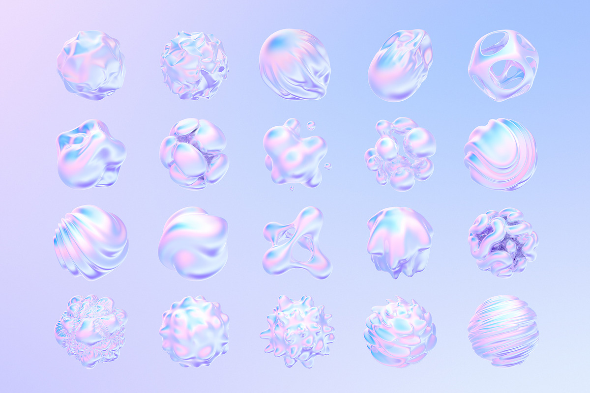 Fluid Holographic Shapes, a Texture Illustration by Mockups & Illustrations (Photo 2 of 9)