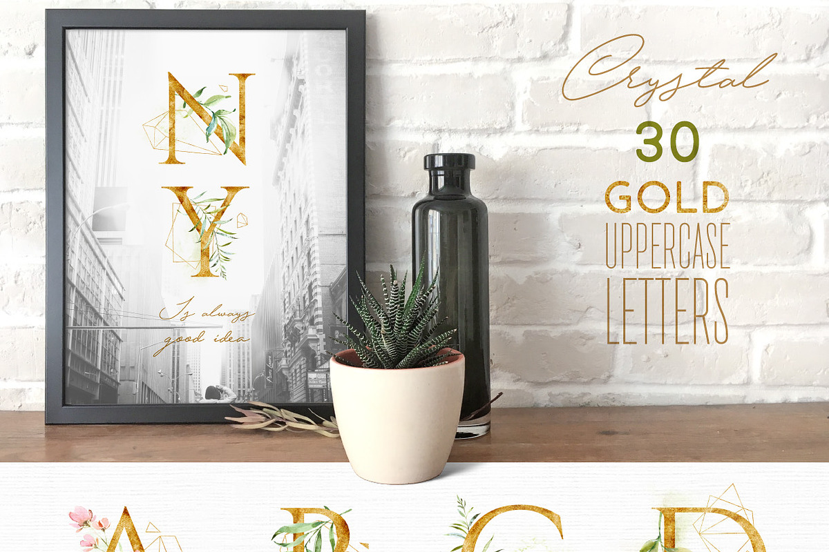 Crystal. Floral & Polygonal Bundle, a Decorative Illustration by OctopusArtis (Photo 3 of 15)
