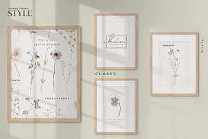 Pressed Flowers & Brush Strokes Png