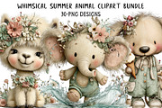 Whimsical Summer Animal Clipart Bund, an Illustration by Daily.Designs (Thumbnail 1 of 7)