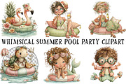 Whimsical Summer Pool Party Clipart, an Illustration by OK Design (Thumbnail 2 of 6)