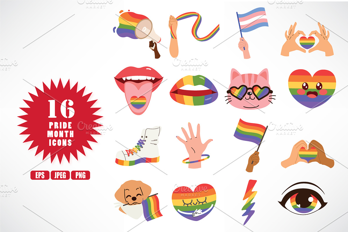 LGBTQ Pride Clipart – 20 Icons, an Emoji Icon by Kakigori Studio (Photo 1 of 3)