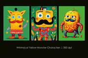 Whimsical Yellow Monster Characters, a Decorative Illustration by StockVerse Creative (Thumbnail 1 of 4)