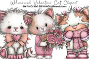 Whimsical Valentine Cat Clipart, an Illustration by Black Bird Studio (Thumbnail 1 of 6)