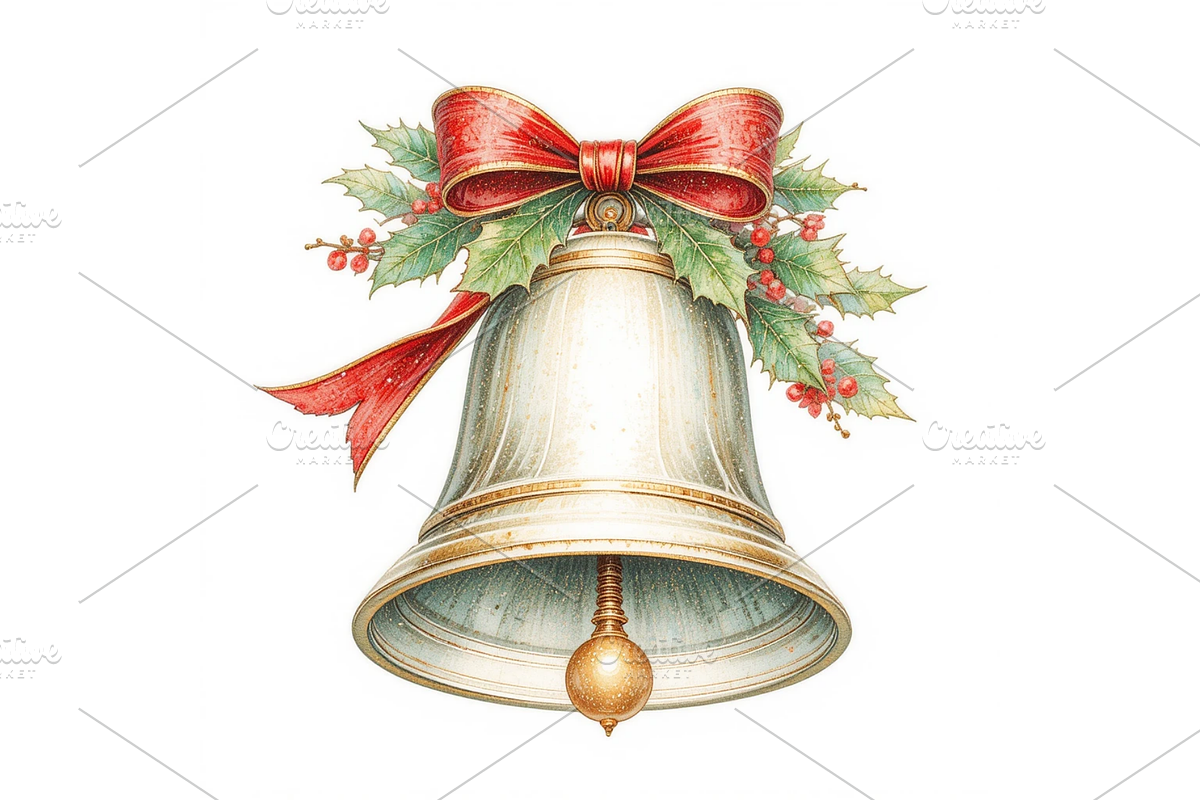 charming vintage Christmas clipart, a Seasonal Illustration by Creative design (Photo 4 of 7)