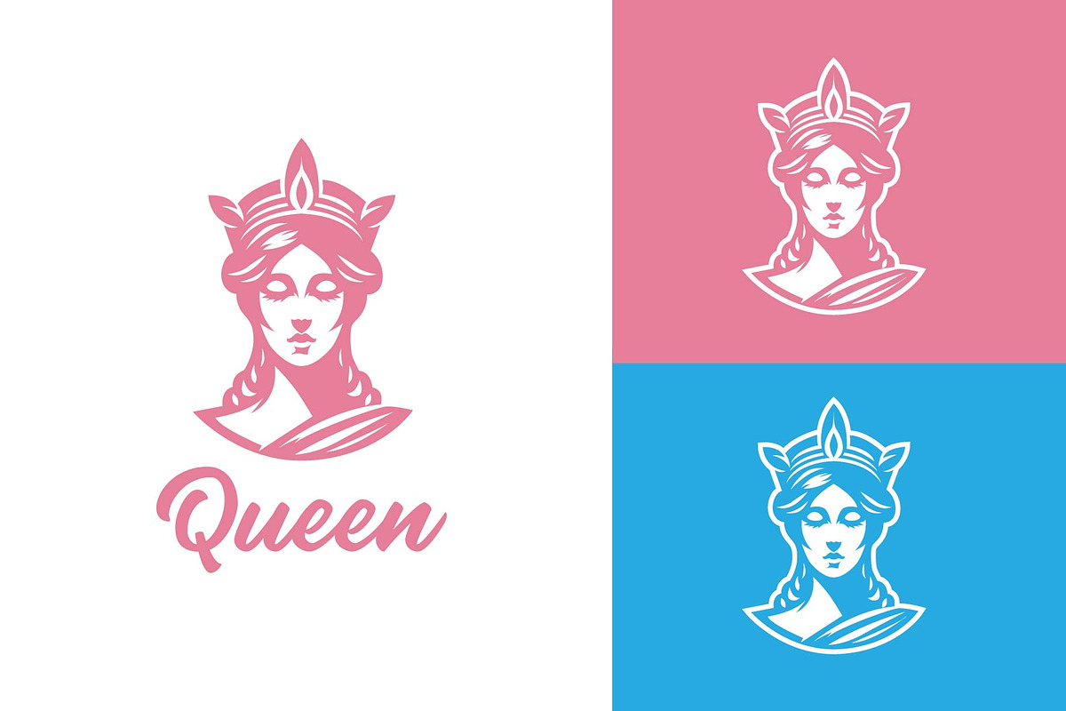 Beuatiful Queen Wearing Crown Logo, a Branding & Logo Template by funpixel