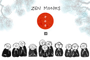 Ink painting of zen monks, an Illustration by Elina_Li (Thumbnail 1 of 4)