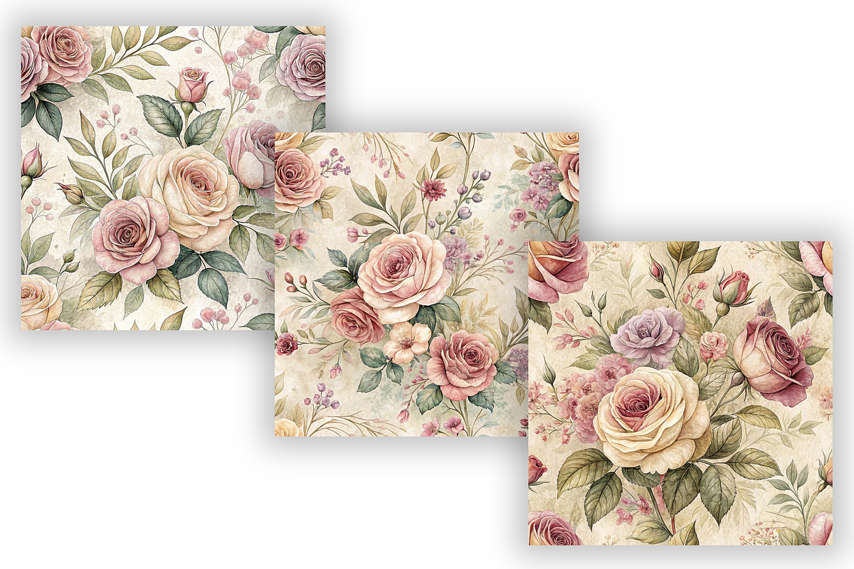 Shabby Chic Roses Seamless Pattern, a Pattern Graphic by FloridPrintables (Photo 5 of 10)