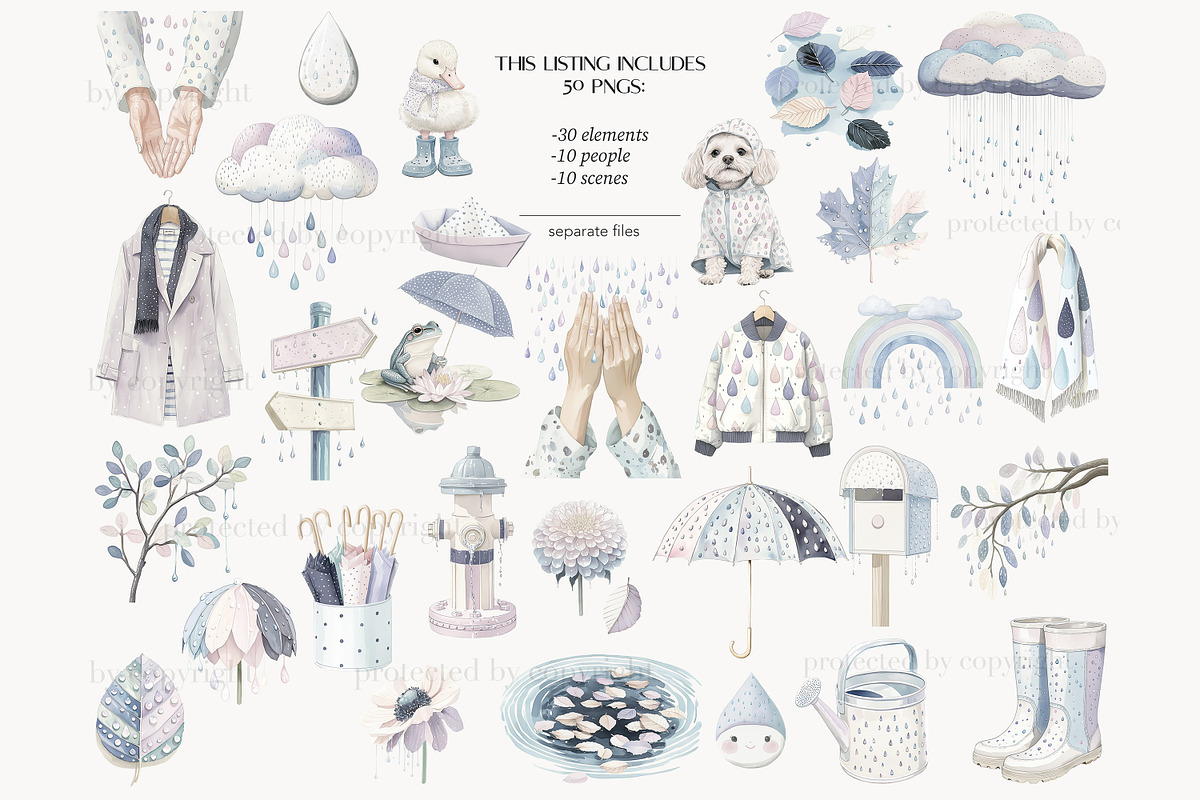Rainy Day Clipart Autumn Fall Image, a Seasonal Illustration by GlamArtZhanna (Photo 3 of 8)