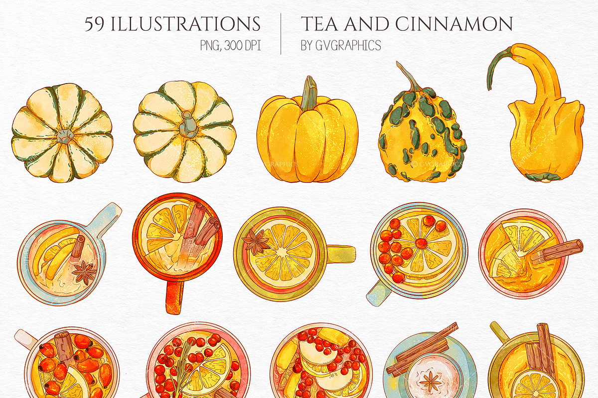 Tea and Cinnamon Collection, a Seasonal Illustration by GVGraphics (Photo 3 of 15)
