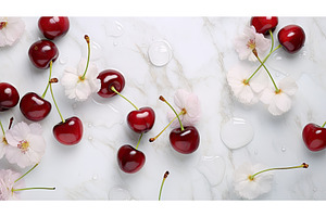 juicy ripe cherry background ai, a Food & Drink Photo by pikepicture