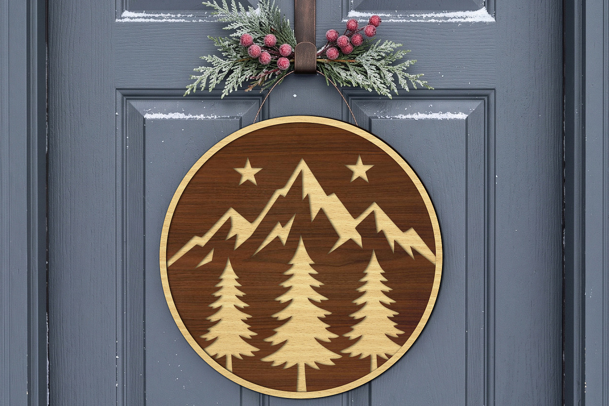 Mountain Scene Sign SVG, Layered, an Object Graphic by Libby Wishes (Photo 1 of 4)