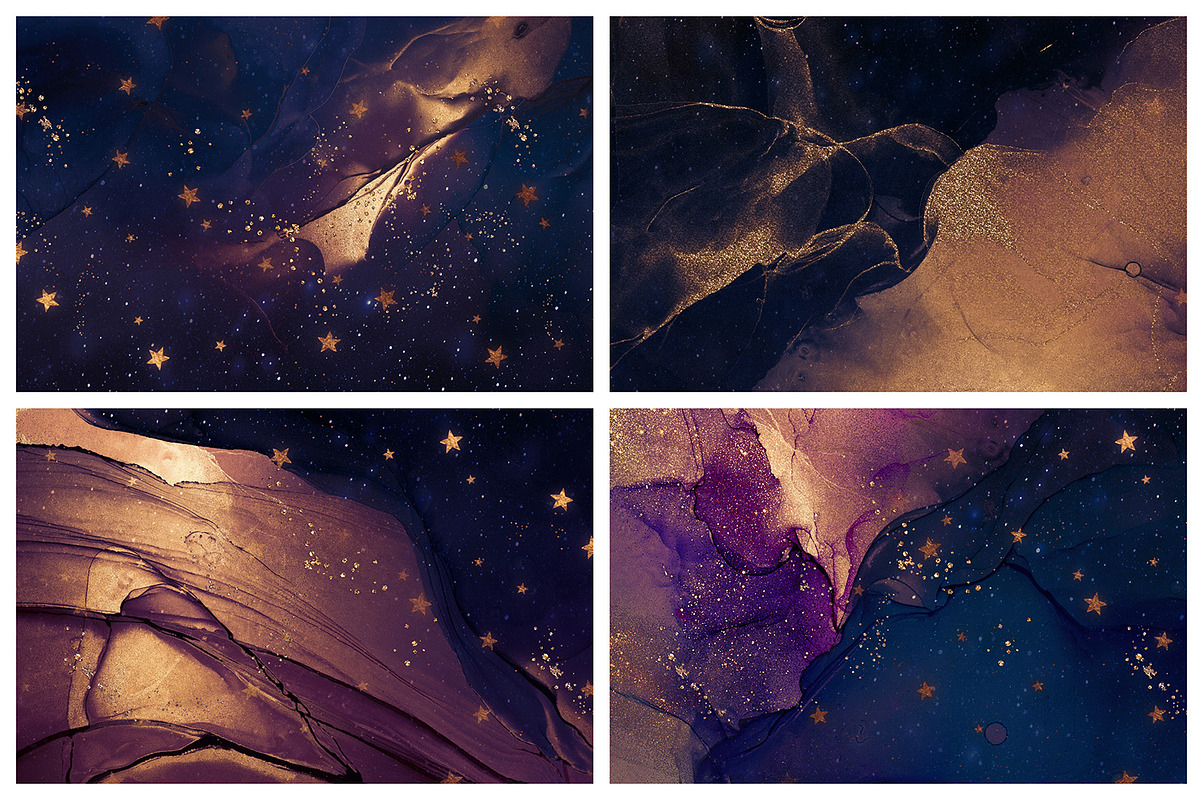 Gold Alcohol Ink & Galaxy Background, a Texture Graphic by by creative paper (Photo 15 of 18)