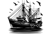 Black Fishing Boat Bundle, an Object Graphic by jahid234 (Thumbnail 10 of 13)