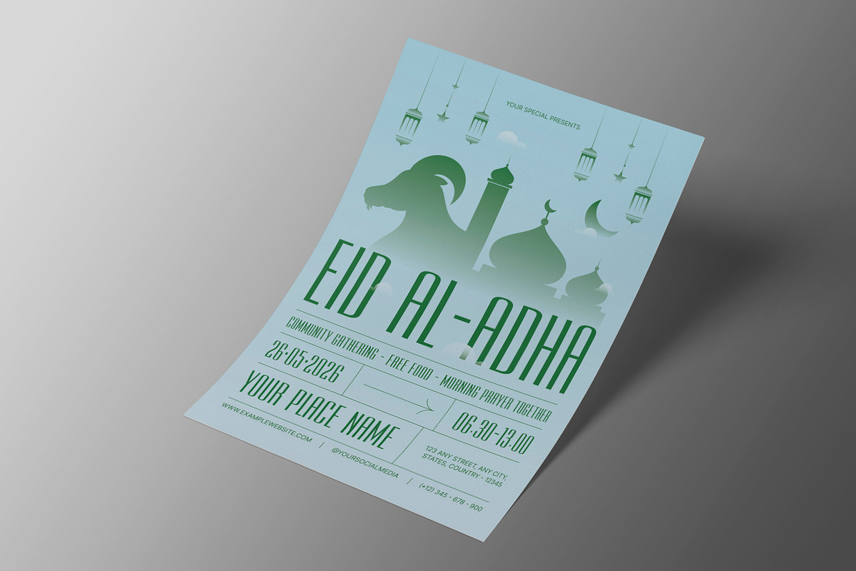 Sky Blue Green Eid Al Adha Flyer, a Flyer Template by Neermana (Photo 2 of 4)