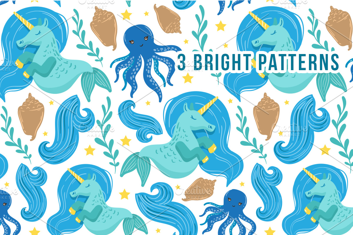 Mermaids - magic vector set, an Animal Illustration by Beauty Drops (Photo 9 of 12)
