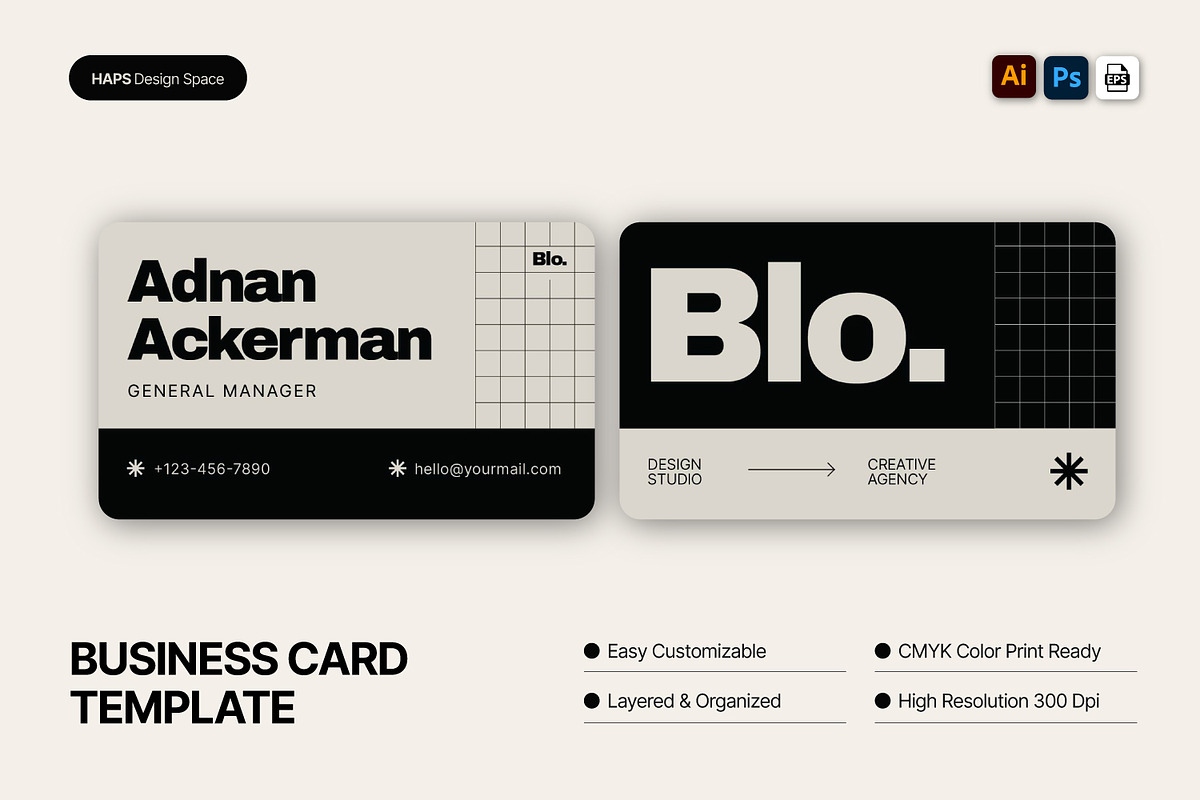Business Card Template, a Business Card Template by Haps Space