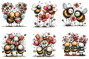 Spring Bee Flowers Clipart, an Illustration by CraftArtStudio (Thumbnail 3 of 6)