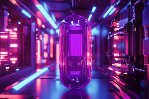 Glowing capsule in cyber world, a Photo by Pavel_design