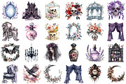Watercolor Dark Gothic Clipart, an Illustration by designcity5 (Thumbnail 2 of 5)