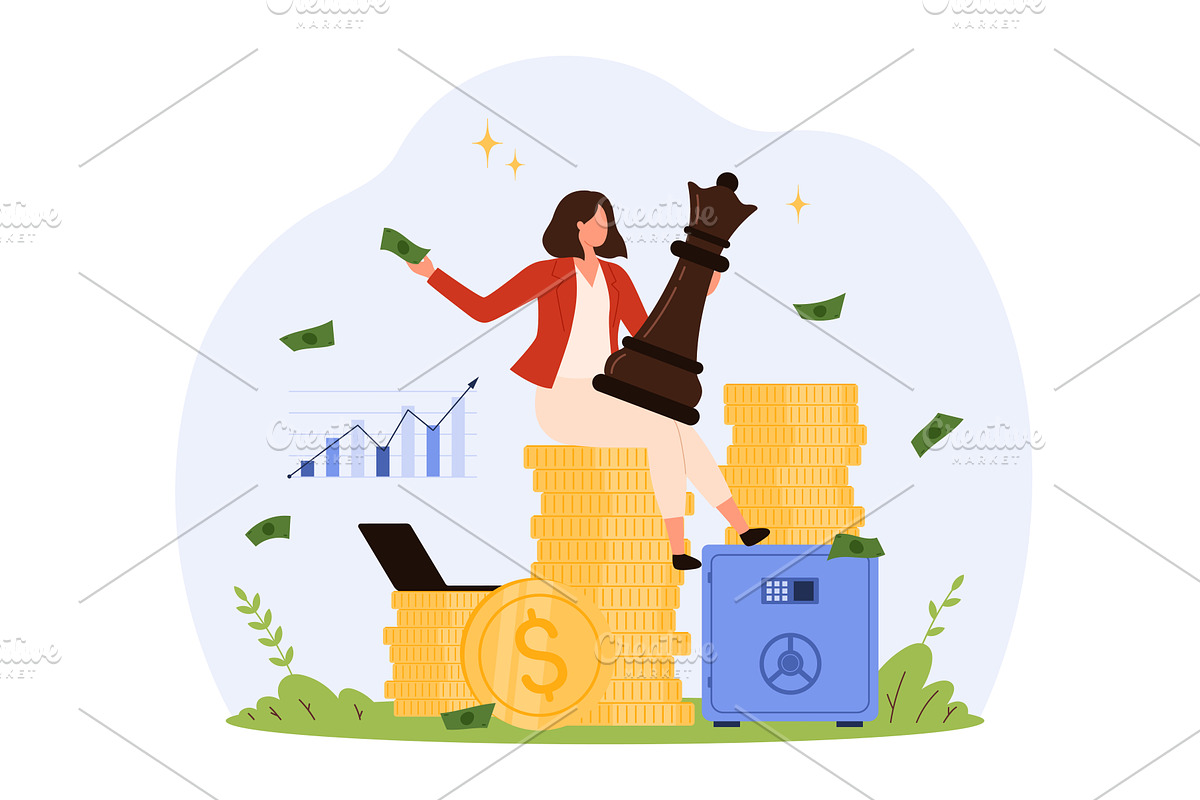 Successful business woman with, a Finance Illustration by Flashvector