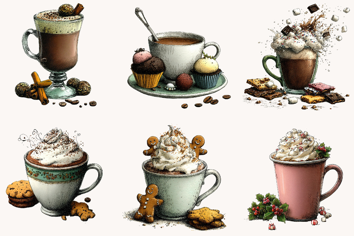 Christmas Hot Cocoa Clipart, a Seasonal Illustration by Designworld (Photo 3 of 11)