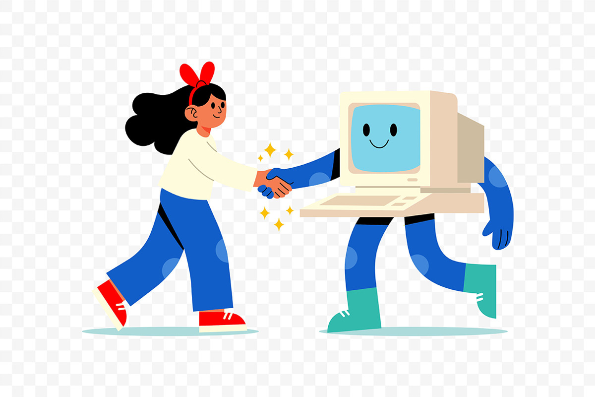 Woman and Robot Handshake, a Technology Illustration by Partikusi Design (Photo 3 of 3)