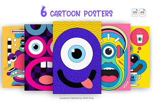 Cartoon posters with emotions. Art., a Decorative Illustration by KENO Mascots