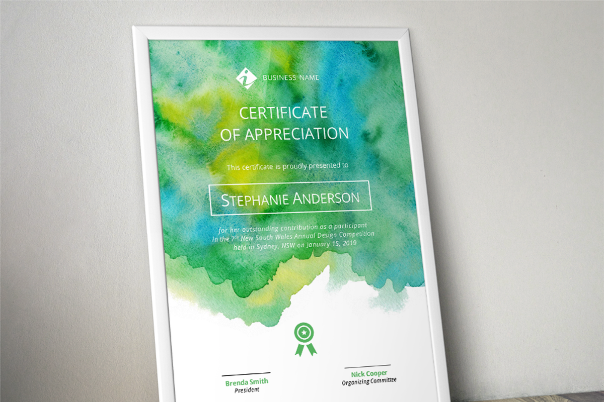 Watercolour certificate template, a Stationery Template by Inkpower (Photo 3 of 3)