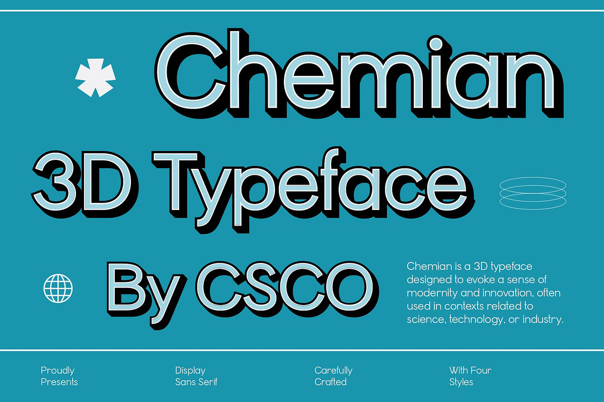 Chemian 3D, a Sans Serif Font by Craft Supply Co. (Photo 1 of 8)