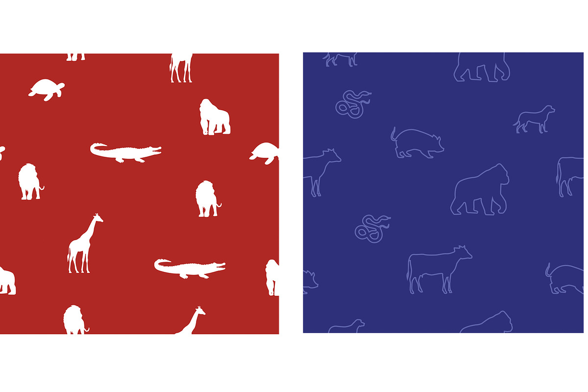 Animals tileable pattern backgrounds, an Animal Illustration by GreenStockPhotos (Photo 3 of 4)
