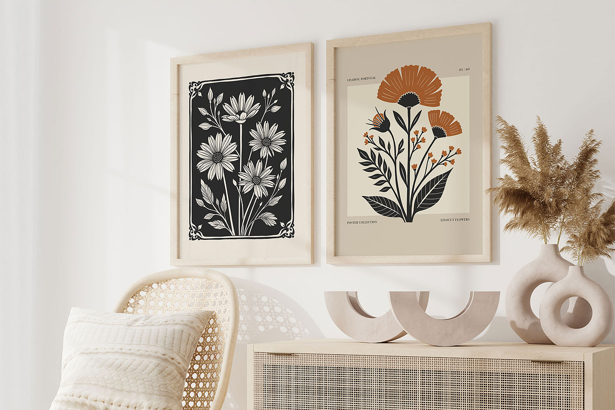 Linocut Flowers | Poster Builder, an Object Graphic by KetteCreate (Photo 7 of 12)