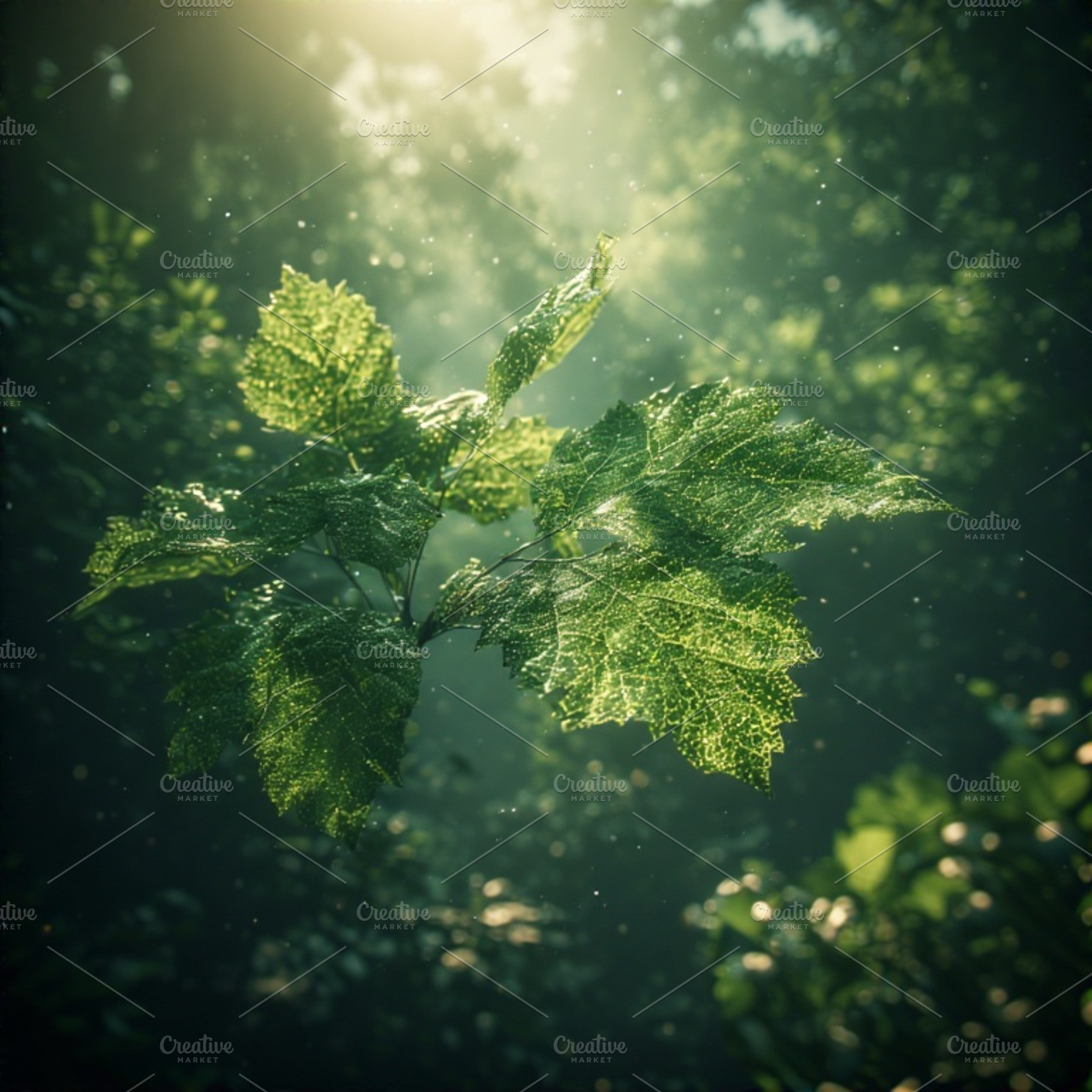 Green leaves with rain drops, a Nature Photo by ComfortQ