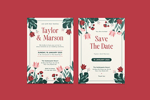 Pumble Floral Wedding Invitation, an Invitation Template by iDoodle Studio