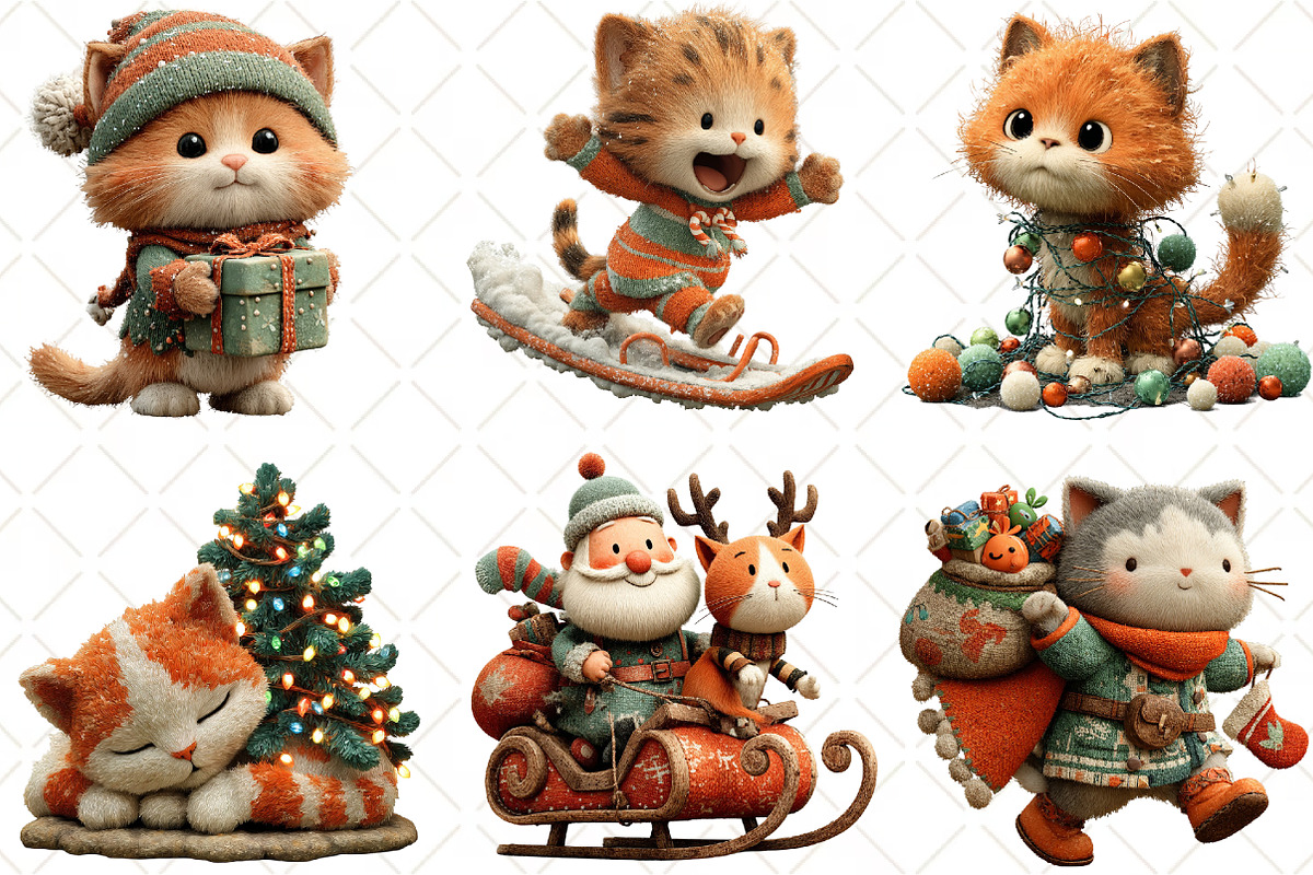 Christmas Cats Clipart, an Illustration by Black Bird Studio (Photo 4 of 6)