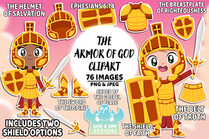 The Armor Of God Clipart, an Education Illustration by Lime & Kiwi Designs