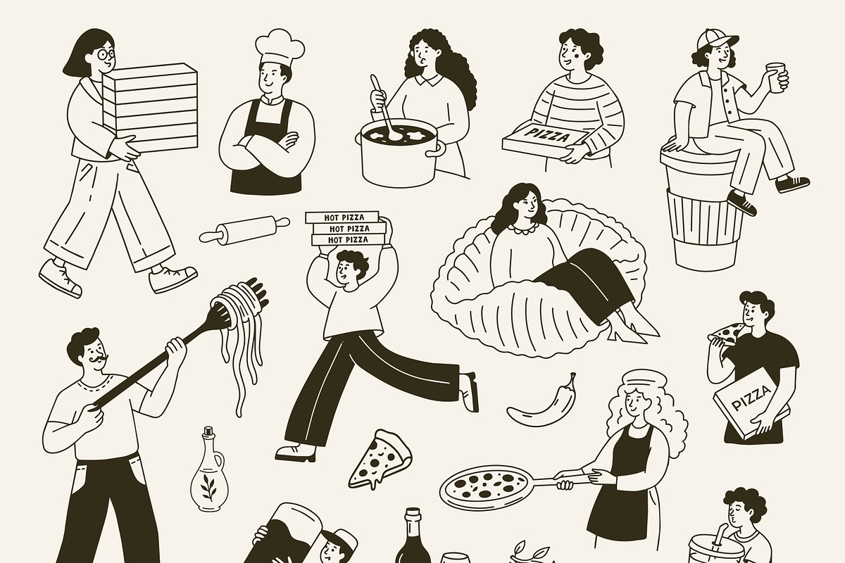 Pizza and Pasta Illustrations, a Food Illustration by AnnArt (Photo 10 of 11)