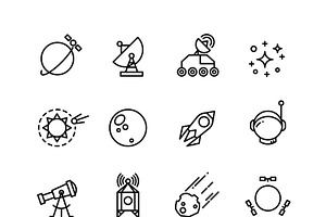 Astronomy Vector Line Icons