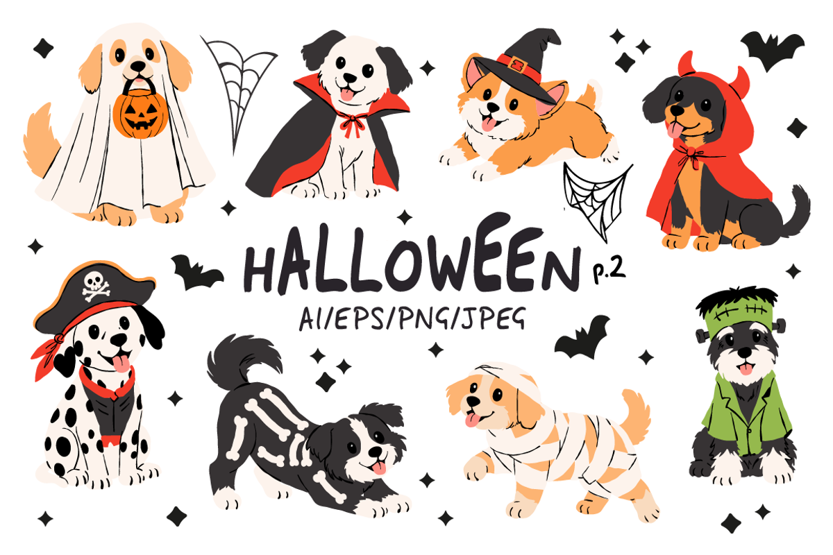 Halloween Dogs Clipart, a Seasonal Illustration by Zeukaa (Photo 1 of 10)