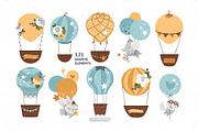 Hot Air Balloon Clipart & Patterns, an Animal Illustration by tatiletters (Thumbnail 3 of 11)