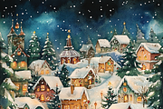 Watercolor Cozy Christmas Village, a Background Graphic by Printable Treasure (Thumbnail 6 of 9)