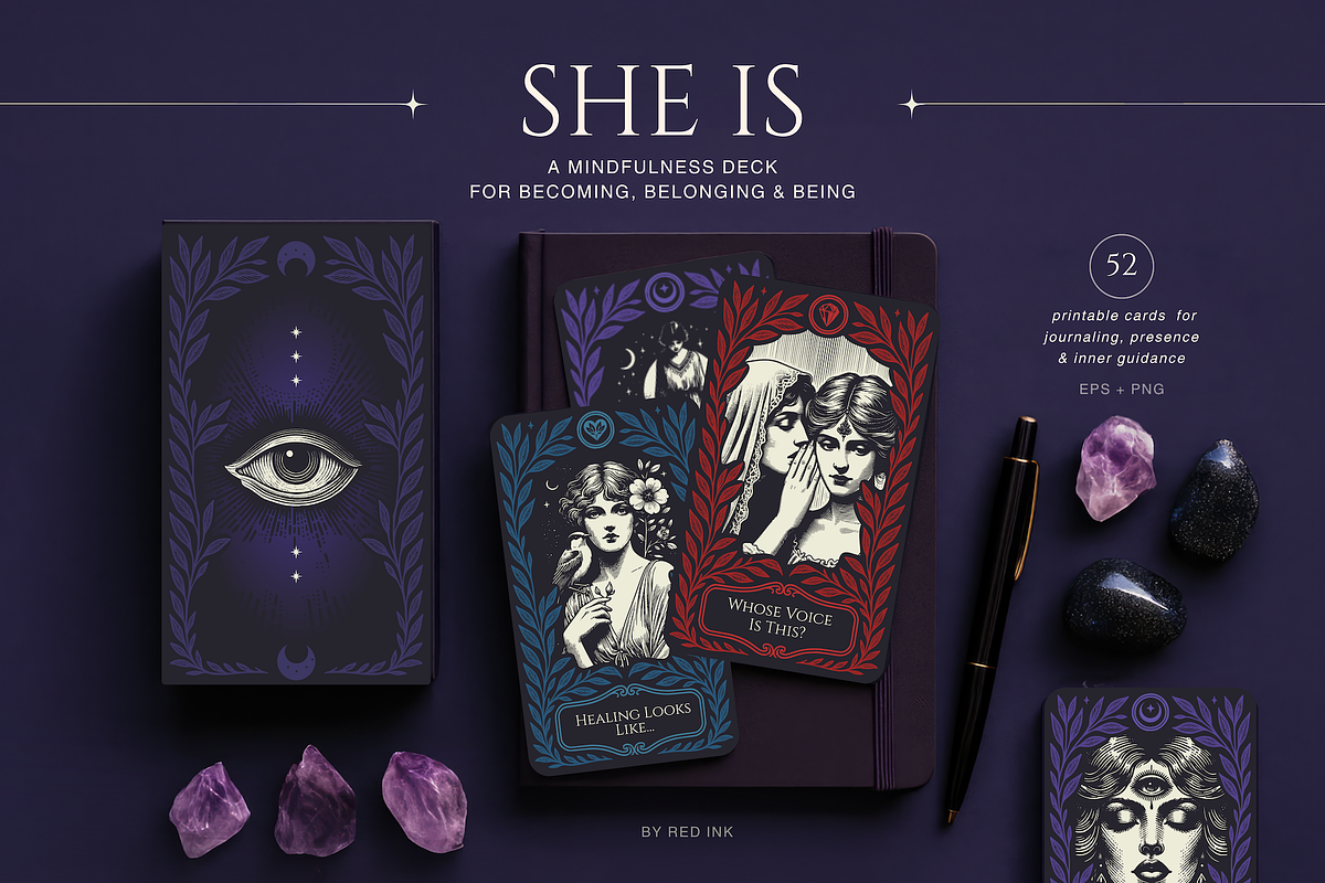 She Is - 52 Mindfulness Desk Cards, a Card Template by Red Ink (Photo 1 of 10)