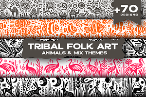 Vintage Animals and Fish Folk Art, an Illustration by devastd