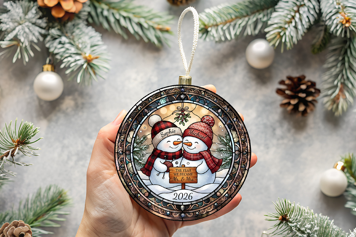 Stained Glass Wedding Snowman Art, a Seasonal Illustration by CrexoraLab (Photo 3 of 3)