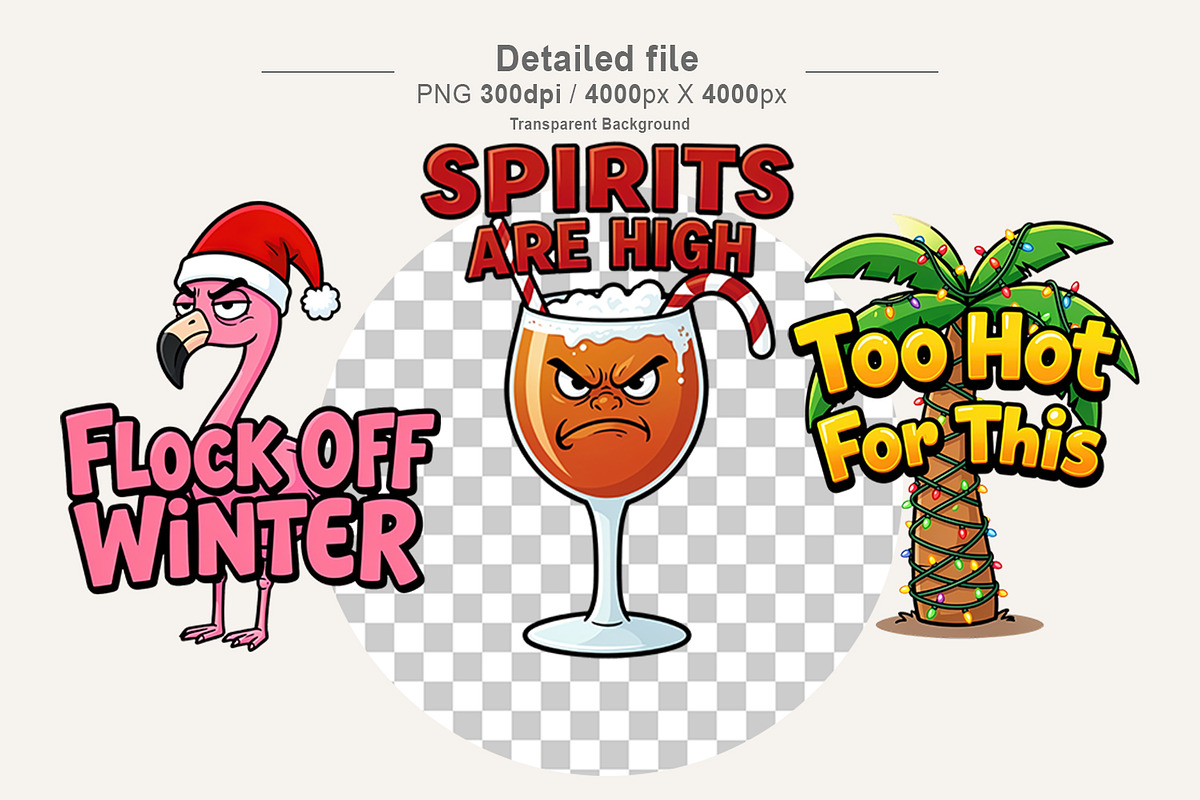 Tropical Christmas Sarcastic Quotes, a Decorative Illustration by Artnoy (Photo 3 of 8)