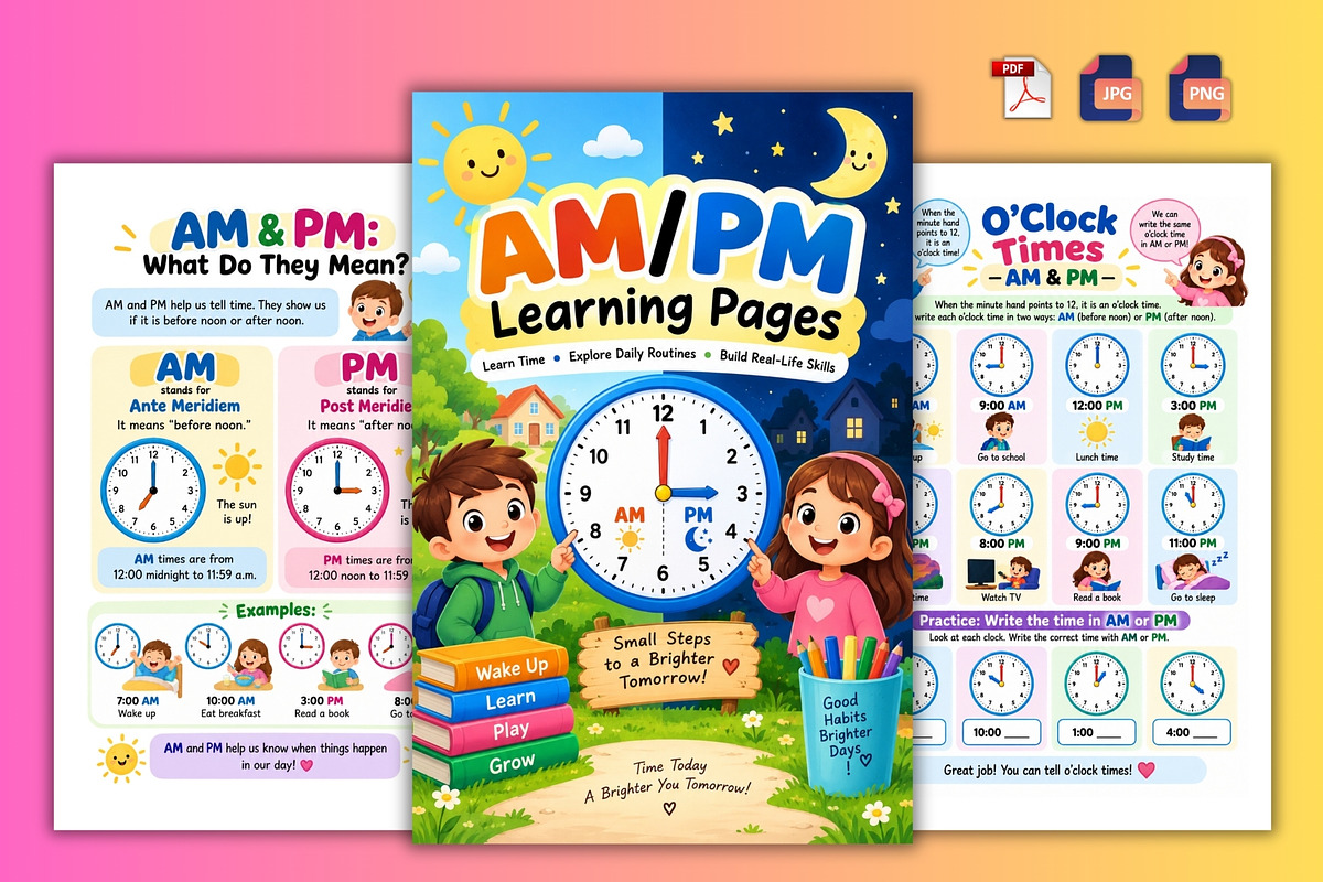 AM/PM Learning Pages, a Stationery Template by Designmela01 (Photo 3 of 6)