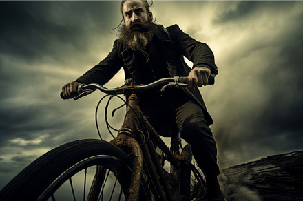 Man bike riding forest sport, a Sports & Recreation Photo by Ylivdesign