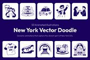 Animated New York Vector Drawing Set, an Outline Icon by Vectors Market (Thumbnail 1 of 5)